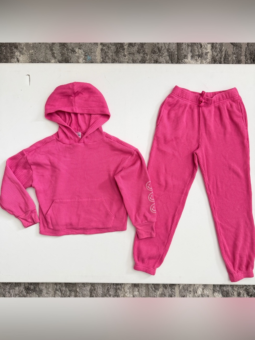 Carter's Vibrant Pink Waffle-Knit Hoodie & Jogger Set Size 8 Girls